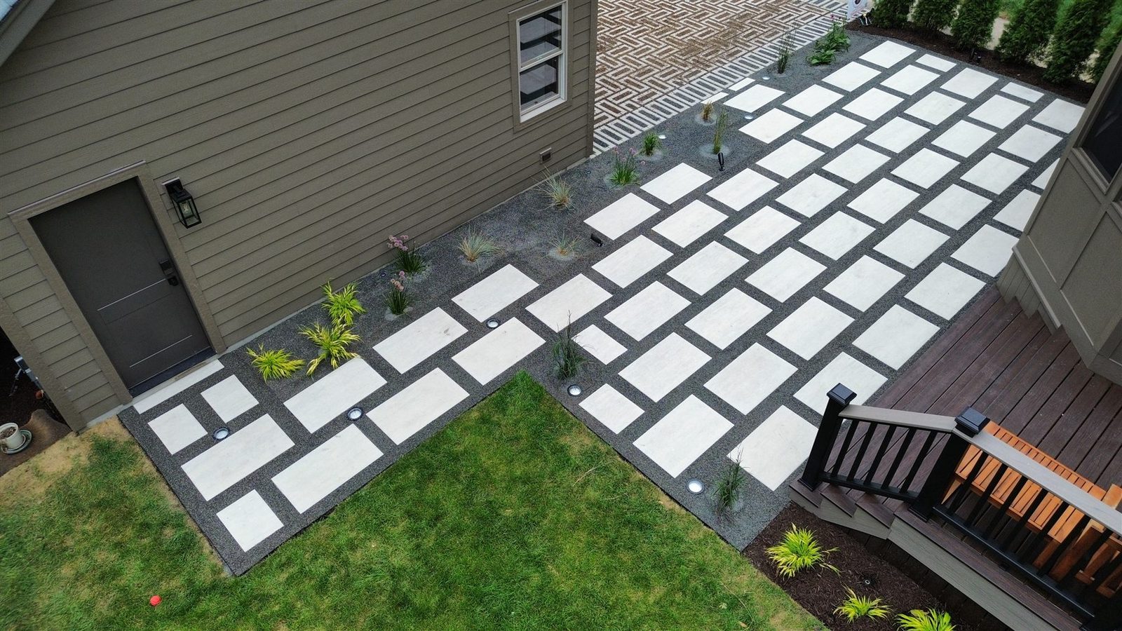 Aerial drone view of a Yuritzy Landscape backyard transformation
